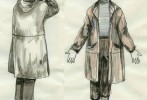 Croquis de travail des costumes signés Tomoyo Funabashi