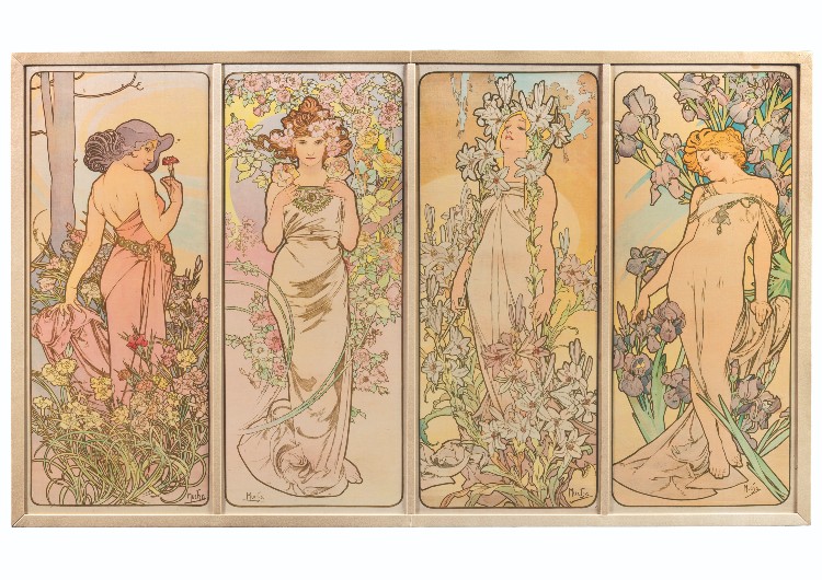 Déesses Art Nouveau Karlsruhe, Alfons Mucha, Cycle Zyklus Les Fleurs, Paris 1897 © Badisches Landesmuseum,