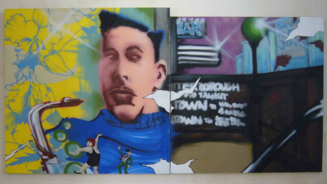 Chris Daze Ellis, Time Square Vanishing, peinture aérosol sur toile, diptyque, 1990 © Collection Speerstra, Speerstra Gallery