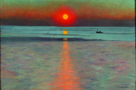 Félix Vallotton 1865 – 1925  Coucher de soleil avec barque échouée, 1911 Collection Privée