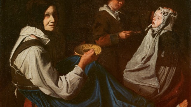 A Meal with a Woman and Two Children, The Master of the Blue Jeans, Italie, fin du XVIIe siècle, Prêteur/Photo : Galerie Canesso, Paris