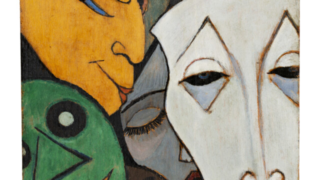 Juliette ROCHE, Masques, vers 1912-1914, huile sur bois © Paris, Fondation Albert Gleizes, Adagp, Paris 2021