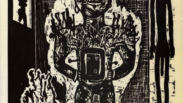 Damien Deroubaix
Stillleben mit Fetisch, 2017
xylogravure
84,5 x 63,5 cm
Edition de 15 ex.