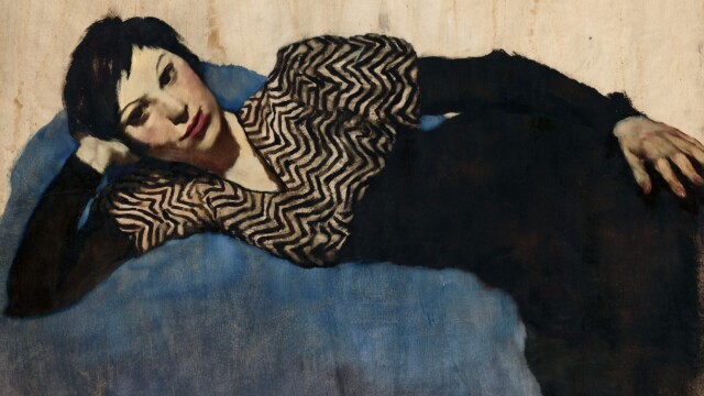 Close-up à la Fondation Beyeler, Liegendes Maedchen auf Blau 1931, LAC 220x300mm, © Lotte Laserstein