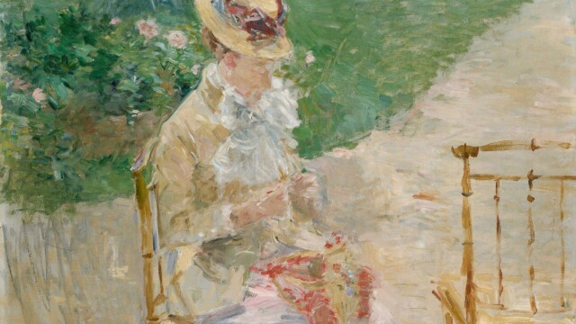 Close-up à la Fondation Beyeler, Young Woman Knitting 1883, LAC 240x300mm, © Berthe Morisot