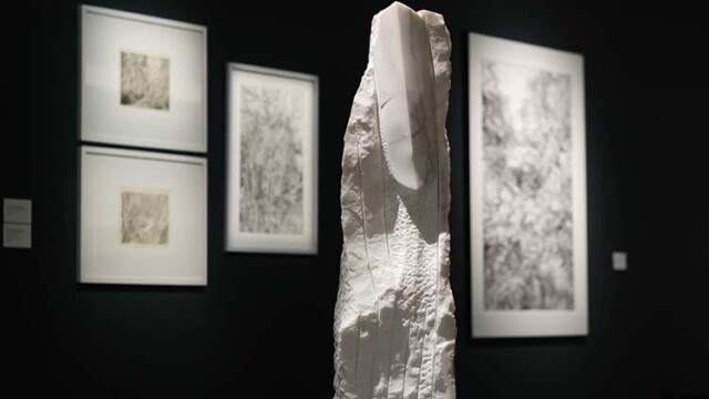 Barbara Schnetzler, Metamorphosis, 2018. Marbre de Carrare, 100 x 35 x 22 cm. Botanica Plasticiens