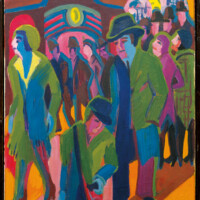 Ernst Ludwig Kirchner, Straße mit Passanten bei Nachtbeleuchtung, 1926-27 © Museum Frieder Burda, Baden-Baden