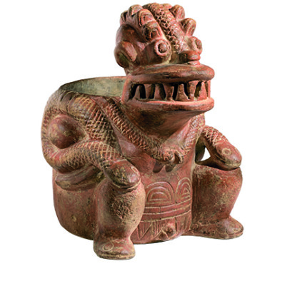 Porteur de panier avec crocs et serpents / Korbträger
mit Fangzähnen und Schlangen, Colombie / Kolumbien,
Region Calima, tradition Ilama-Tradition. Los Angeles
County Museum of Art, The Muñoz Kramer Collection,
Schenkung von Jorge G. et / und Nelly de Muñoz et / und
Camilla Chandler Frost Musée Rietberg