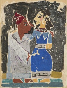 Hamed Abdalla
Les Amants de Shemm Ennessim, 1953
Gouache auf Seidenpapier auf Karton
39 x 30 cm
Artist estate
Foto: Emmanuel Littot
© Artist estate Hamed Abdalla