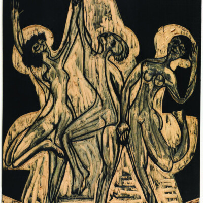 Ernst Ludwig Kirchner, Farbentanz, Zeichnungsstock, 1933, Holzstock, 49.9 cm x 35.1 cm x 1.4 cm, Inv. 1957 II 1a, ©Staatliche Kunsthalle Karlsruhe
