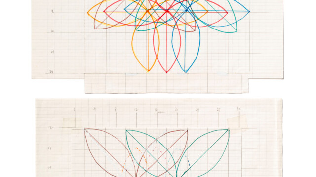 Lucinda Childs
Deux gabarits pour Melody
Excerpt, 1977
Feutres de couleurs différentes, crayon, correcteur blanc, ruban adhésif sur papier Pantin, Centre national de la danse, fonds Lucinda Childs 12,
CHIL 120/140