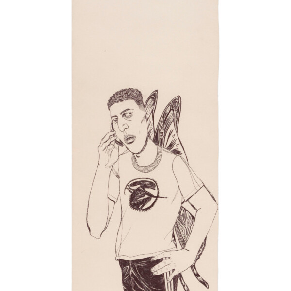 Neïla Czermak Ichti, Xénomorphe, 2018. Stylo bille bic sur papier, 70,5 x 26,5 cm. Courtesy de l’artiste et de la galerie anne barrault. Photo : Aurélien Mole © ADAGP Paris 2025