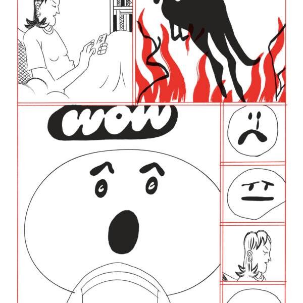 Nino Bulling, dessin de La Part du feu, 2022. Encre sur papier, 29,7 x 21 cm. Courtesy de l’artiste.