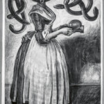 Anke Feuchtenberger, „Das Lächeln der Medusa“, Graphit auf Leinwand, 2022, Sammlung der Künstlerin / « Le sourire de la Méduse », graphite sur toile, 2022, Collection de l’artiste, © Anke Feuchtenberger