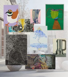 Zusammenstellung von Arbeiten der AHOI Künstler
(Credits: Fotos, Tschekideh Schahabian; Collage, Simon Gehring)