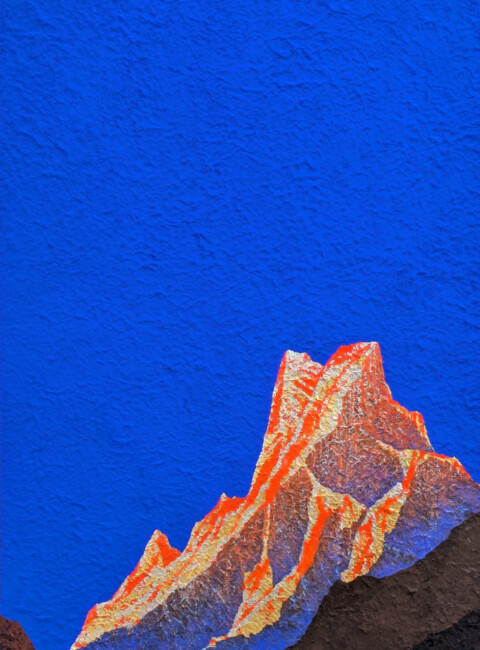 Chan Mo KANG, Meditation 4, Machapuchare, 2024, Coloration traditionnelle coréenne sur papier coréen, 73 x 117 cm