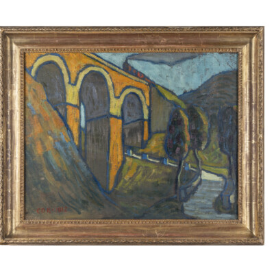 Edmumnd Daniel Kinzinger , Eisenbahnviadukt bei Pforzheim, 1912