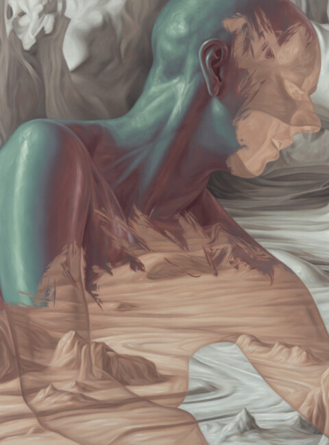 Rosalie Gamache, Transparaître II, 2025, Huile sur toile marouflée sur panneau / Oil on linen laid on panel 20 x 16 inches, 50.8 x 40.6 cm