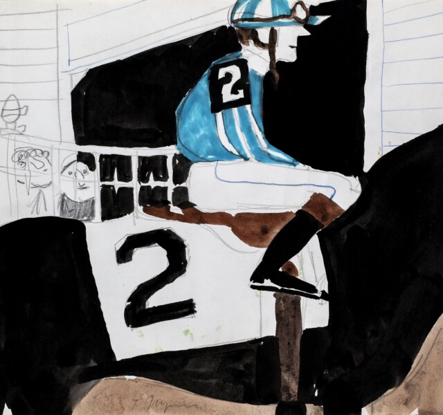 Tomi UNGERER, Carnet d'esquisses pour « The Kentucky Derby », Sports Illustrated, 7 mai 1962. Strasbourg, Musée Tomi Ungerer – Centre international de l’Illustration © Musées de la Ville de Strasbourg / Diogenes Verlag AG, Zürich / Tomi Ungerer Estate. Photo : Mathieu Bertola
