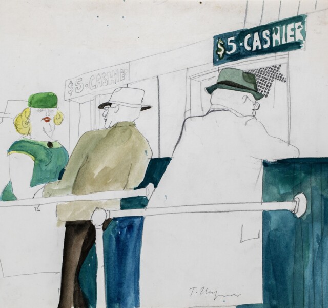 Tomi UNGERER, Carnet d'esquisses pour « The Kentucky Derby », Sports Illustrated, 7 mai 1962. Strasbourg, Musée Tomi Ungerer – Centre international de l’Illustration © Musées de la Ville de Strasbourg / Diogenes Verlag AG, Zürich / Tomi Ungerer Estate. Photo : Mathieu Bertola