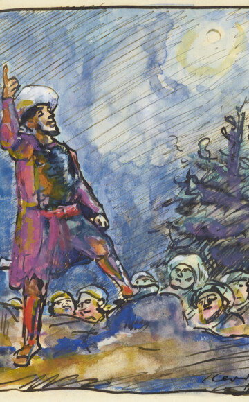 Max Slevogt, Der Hauptmann spricht zu den Räubern (Ali Baba), um 1898-1903. Foto: Tom Gundelwein