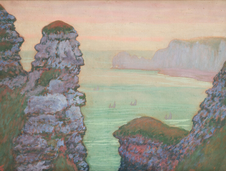 Jean Francis Auburtin
La Rade d’Etretat vue de la chambre des Demoiselles, vers 1898-1899 / Die Reede vor Étretat mit Blick auf die Chambre des Demoiselles, um 1898/99.
Collection particulière Privatsammlung
Foto © Lyon MBA - Photo Alberto Ricci