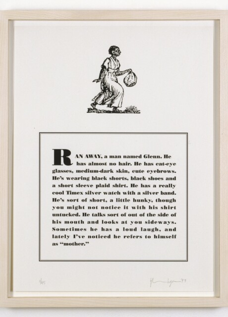 Glenn Ligon, Runaways, 1993, Collection FRAC Champagne-Ardenne © Droits réservés