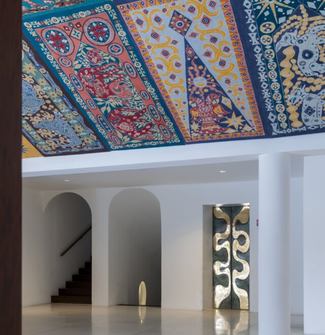 Lobby view showing elevator door designed by Anura Ratnavibushana, Bentota Beach Hotel, Bentota, Sri Lanka. Photo: Iwan Baan, 2026,
© Iwan Baan